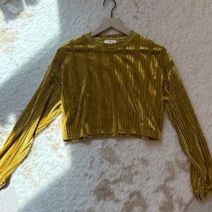 BP Gold “Velvet” Feel Long Sleeve Crop Top